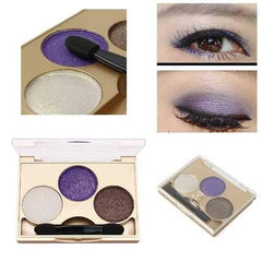 3 Colors Smokey Eye Shadow Palette Kit Glitter Shimmer Eyeshadow Gold Eyes Makeup Set