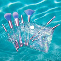LuckyFine 7pcs Glitter Liquid Handle Makeup Brushes Mermaid Blending Foundation Eye Shadow Lips