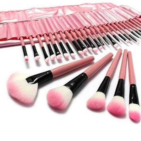 LuckyFine 32pcs Makeup Brushes Set Professional Cosmetic Brush Set Pink Eyeshadow Eyebrow Blush