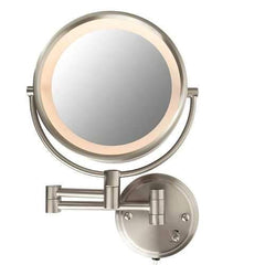 Conair Lighted 7X Brushed Nickel Wall Mount Fluorescent Hotel Makeup Mirror